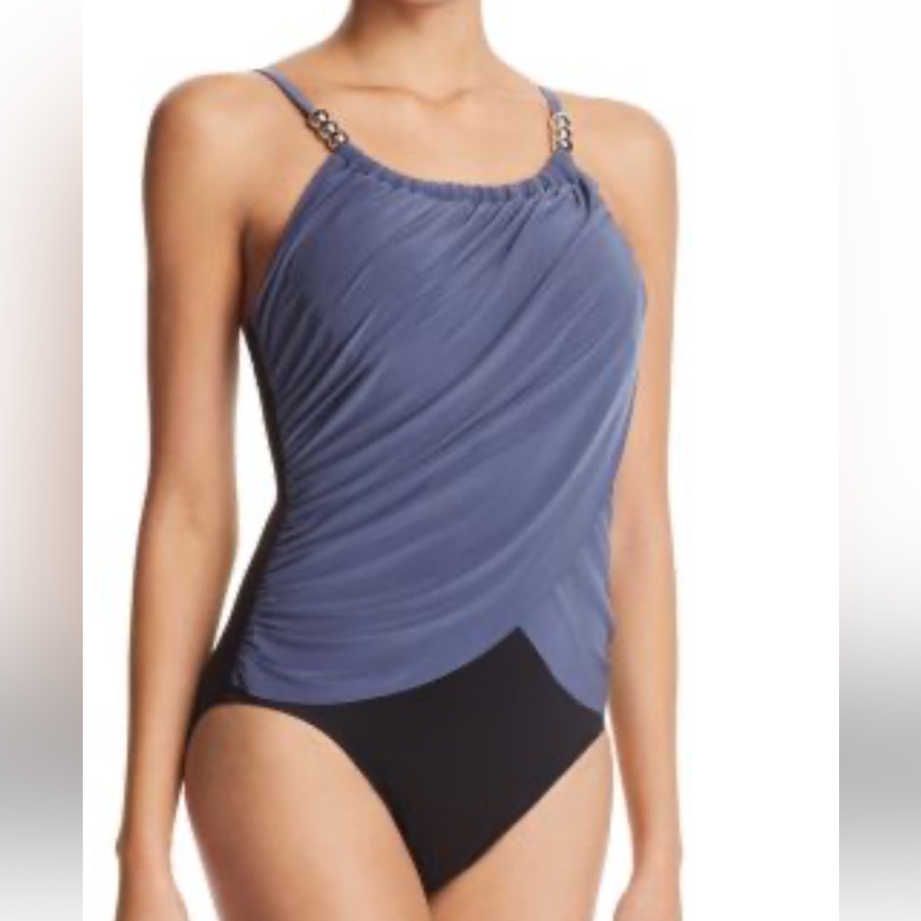 Magicsuithplisa One Piece Swimsuit With Surplice Style Rouched Draped Layer